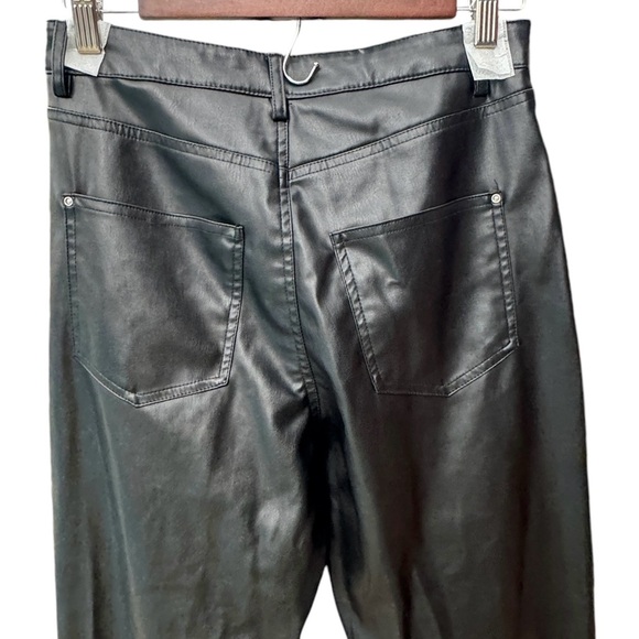 Zara Faux Leather Pants Size 6 Black  Straight 5 pocket Stretch Soft Zipper - Picture 5 of 8